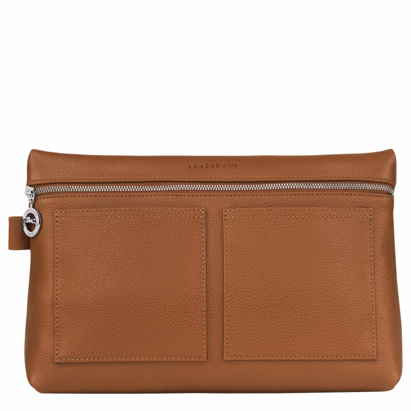 Longchamp Le FOULONNÉ Toiletry case - Leather Caramel | SPHK01429