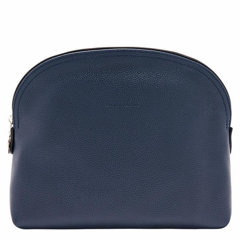 Longchamp Le FOULONNÉ Toiletry case - Leather Navy | DYKQ81429