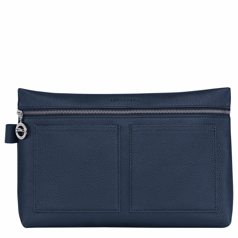 Longchamp Le FOULONNÉ Toiletry case - Leather Navy | ZSFK89730