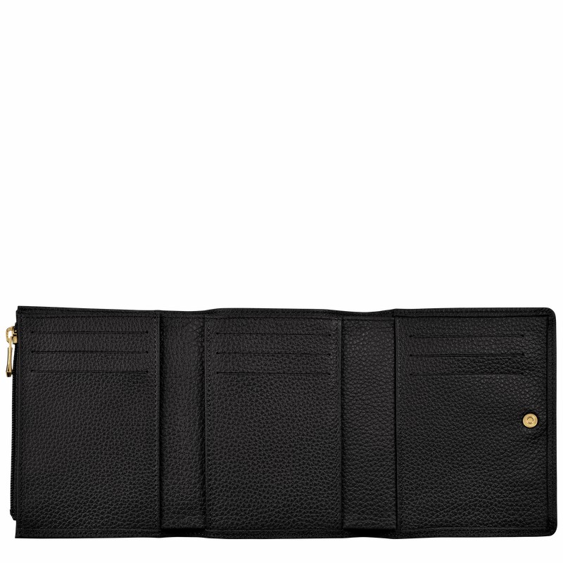 Longchamp Le FOULONNÉ Wallet - Leather Black | ENSP86120