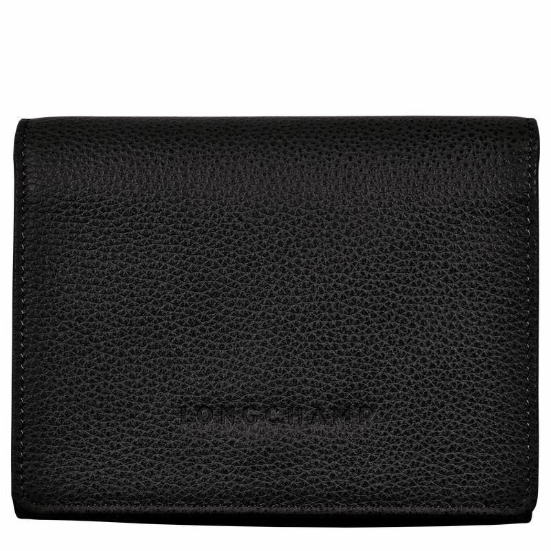 Longchamp Le FOULONNÉ Wallet - Leather Black | ENSP86120