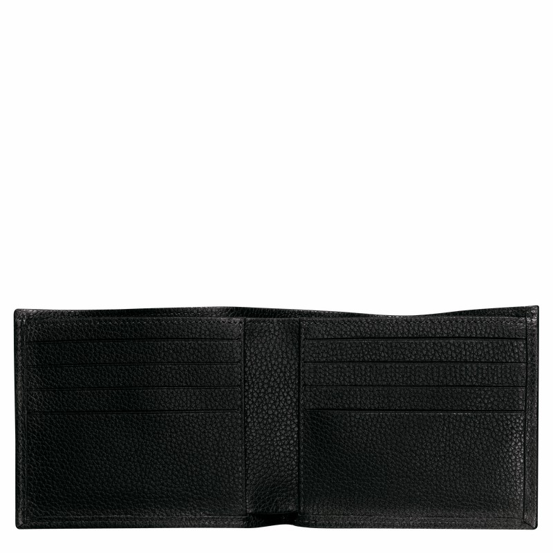 Longchamp Le FOULONNÉ Wallet - Leather Black | DXRO65397