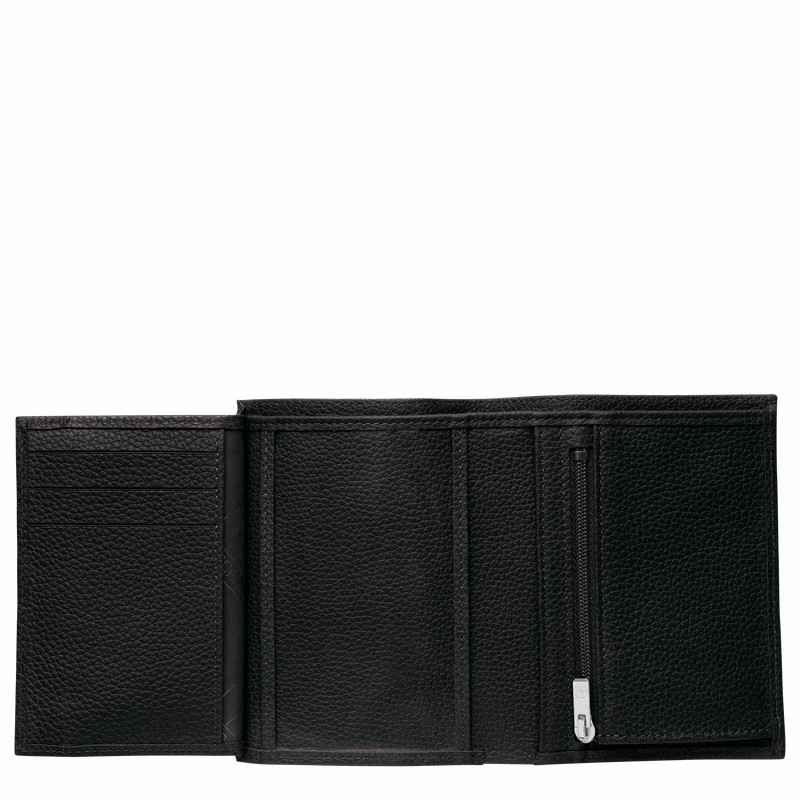 Longchamp Le FOULONNÉ Wallet - Leather Black | ZYHD57469