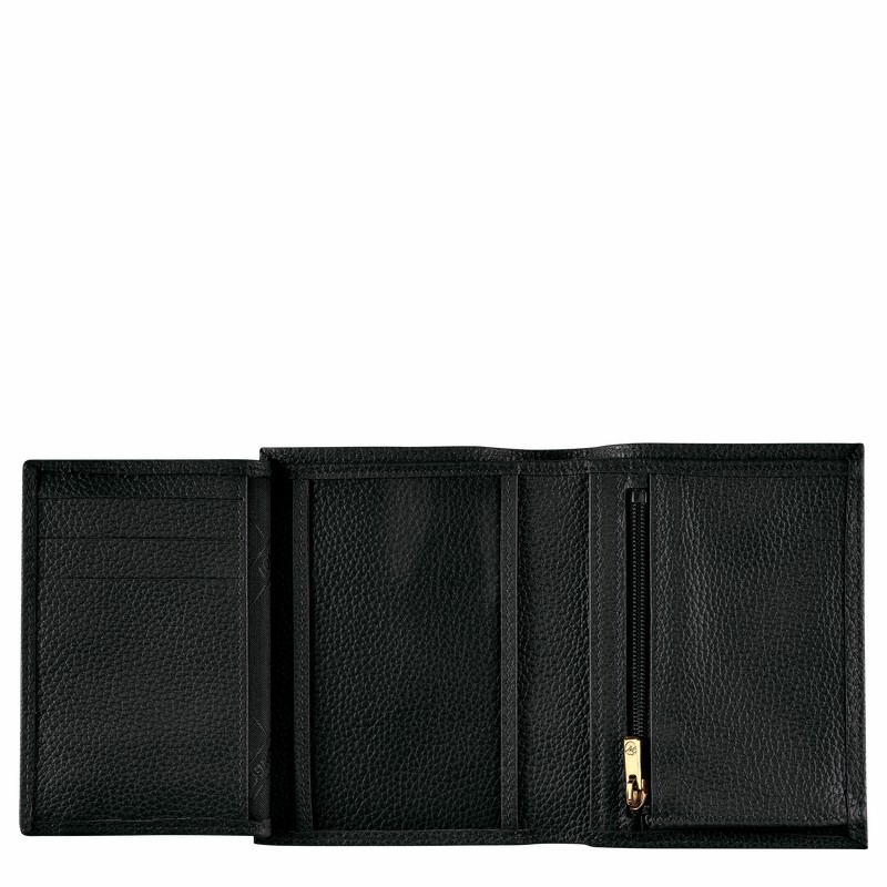 Longchamp Le FOULONNÉ Wallet - Leather Black | ZYHD57469