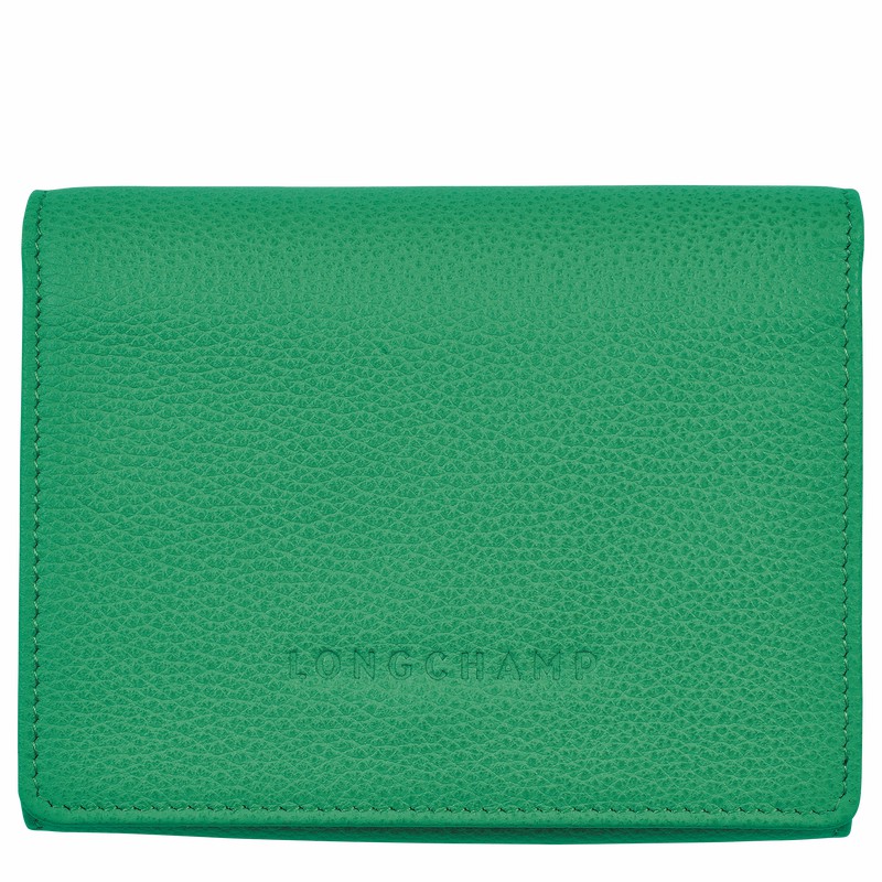 Longchamp Le FOULONNÉ Wallet - Leather Green | VLEN43601