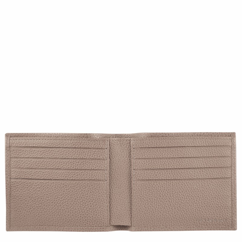 Longchamp Le FOULONNÉ Wallet - Leather Grey | PIAY92741