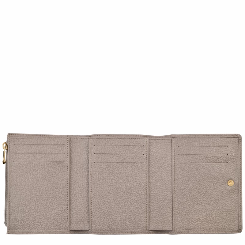 Longchamp Le FOULONNÉ Wallet - Leather Grey | CVBD36742