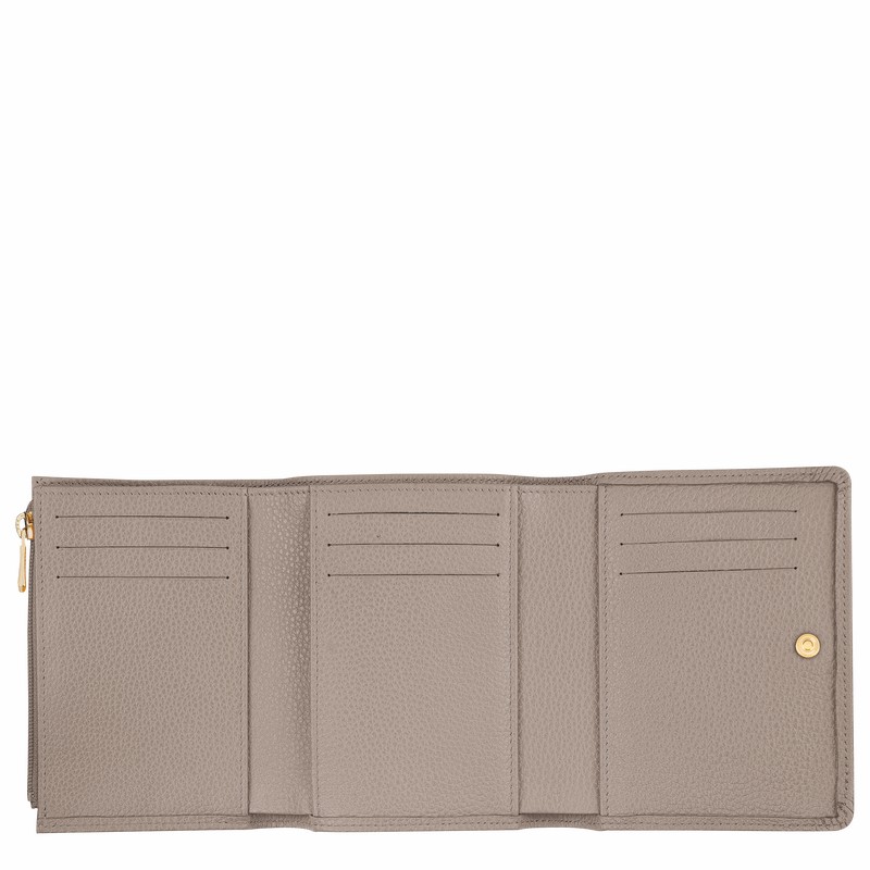 Longchamp Le FOULONNÉ Wallet - Leather Grey | CVBD36742