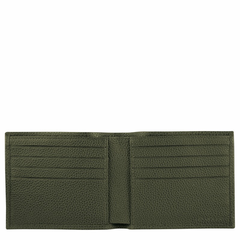 Longchamp Le FOULONNÉ Wallet - Leather Khaki | URSH42165