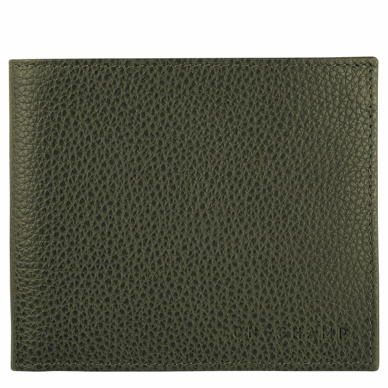 Longchamp Le FOULONNÉ Wallet - Leather Khaki | URSH42165