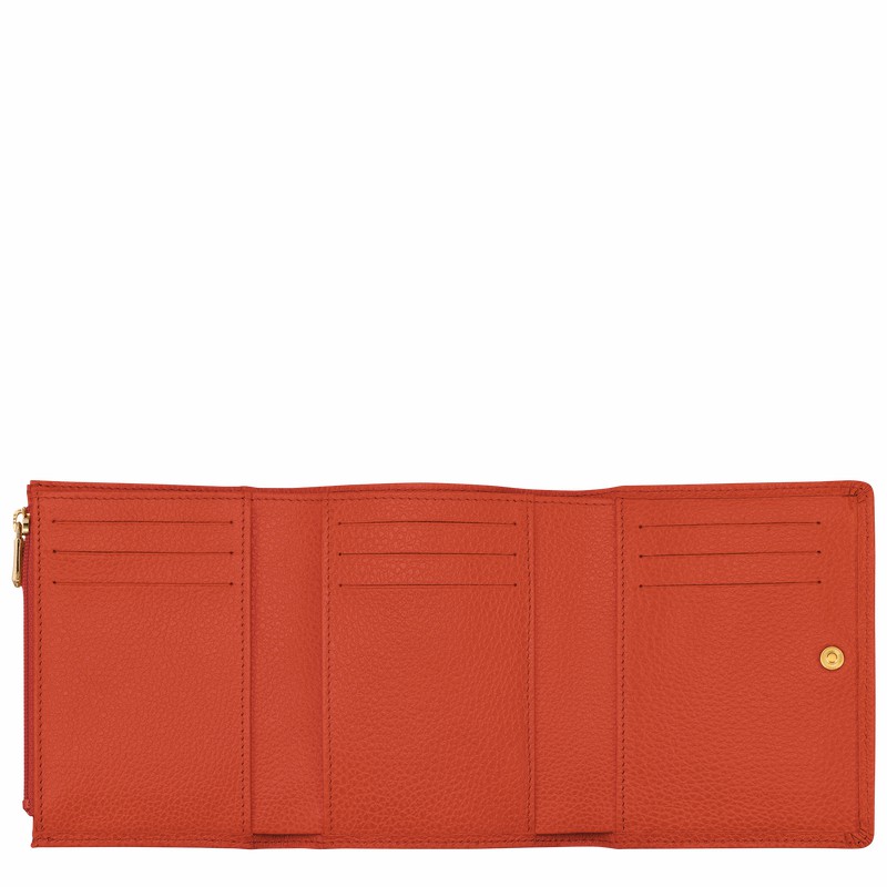 Longchamp Le FOULONNÉ Wallet - Leather Orange | ODWE12568