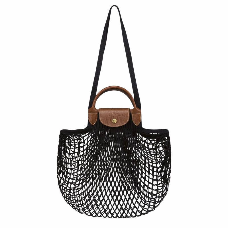 Longchamp Le Pliage Filet L Mesh bag - Canvas Black | CIFA25486