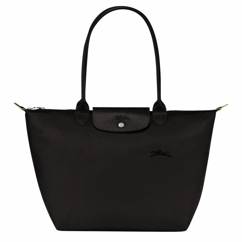 Longchamp Le Pliage Green L Tote bag - Recycled canvas Black | DSZT95017