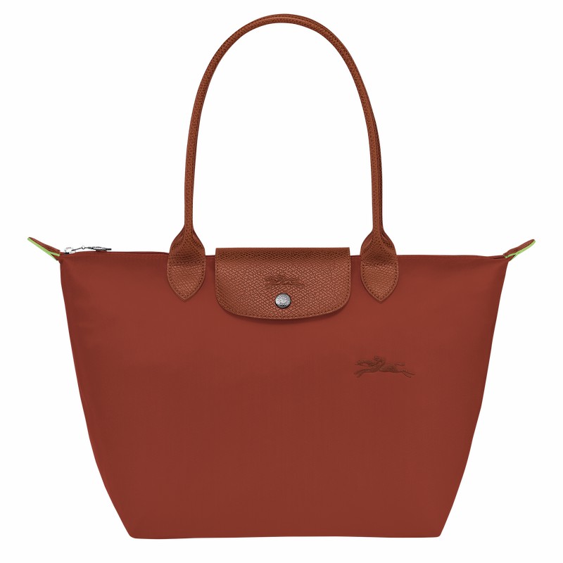 Longchamp Le Pliage Green M Tote bag - Recycled canvas Brown | XAUJ03751