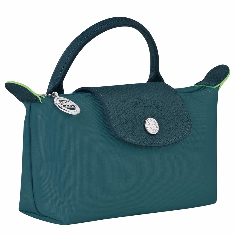 Longchamp Le Pliage Green Pouch with handle - Recycled canvas Peacock | HUMT63012