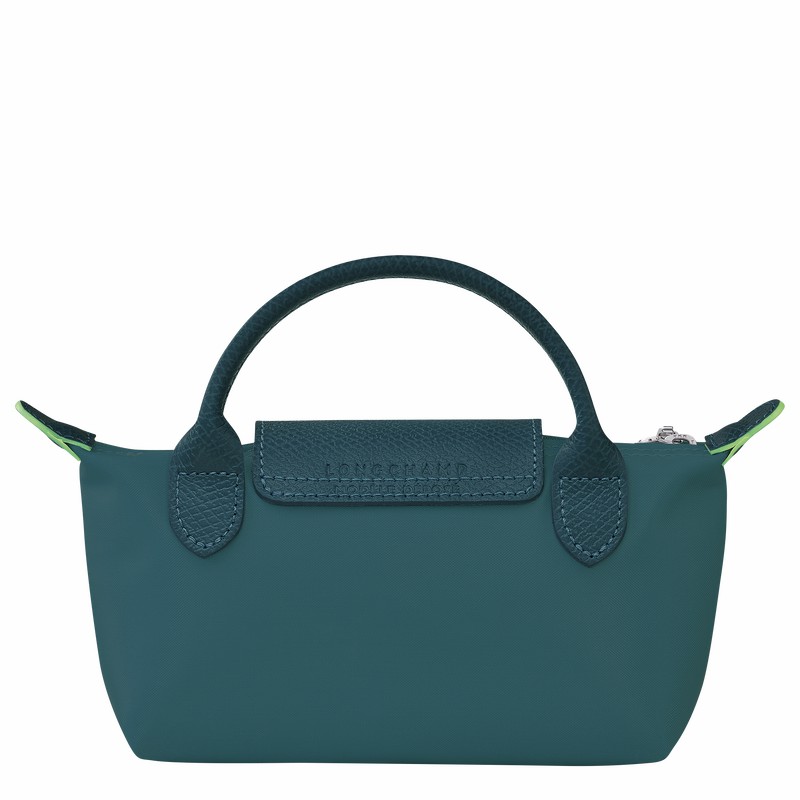 Longchamp Le Pliage Green Pouch with handle - Recycled canvas Peacock | HUMT63012