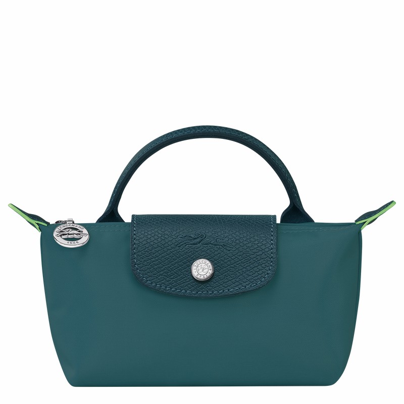 Longchamp Le Pliage Green Pouch with handle - Recycled canvas Peacock | HUMT63012