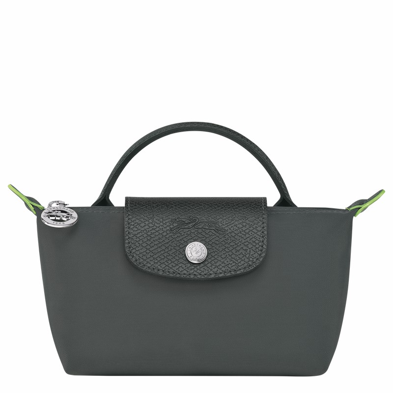 Longchamp Le Pliage Green Pouch with handle - Recycled canvas Deep Grey | JAEU37856