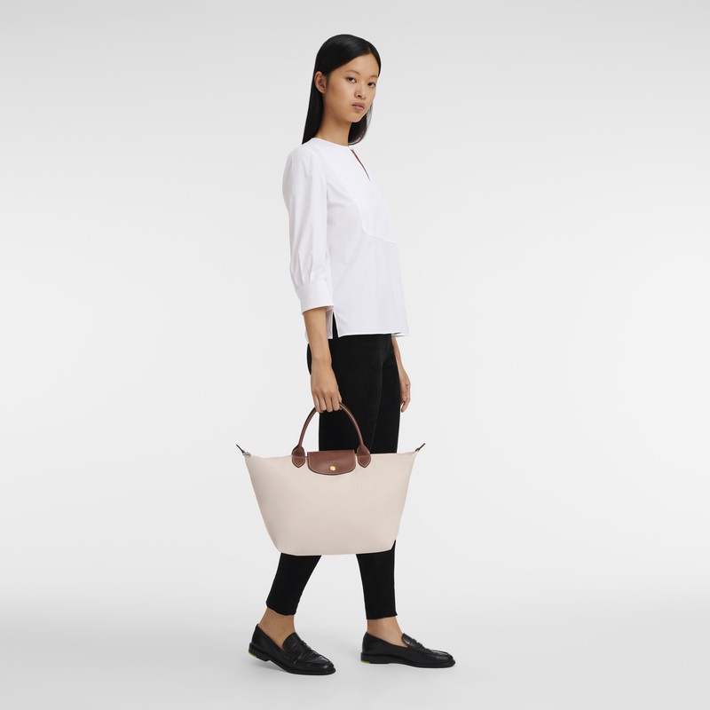 Longchamp Le Pliage Original M Handbag - Recycled canvas White | WFRC82390