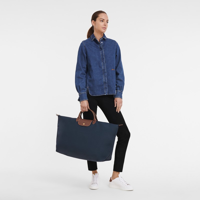 Longchamp Le Pliage Original M Travel bag - Recycled canvas Navy | RYAS86749