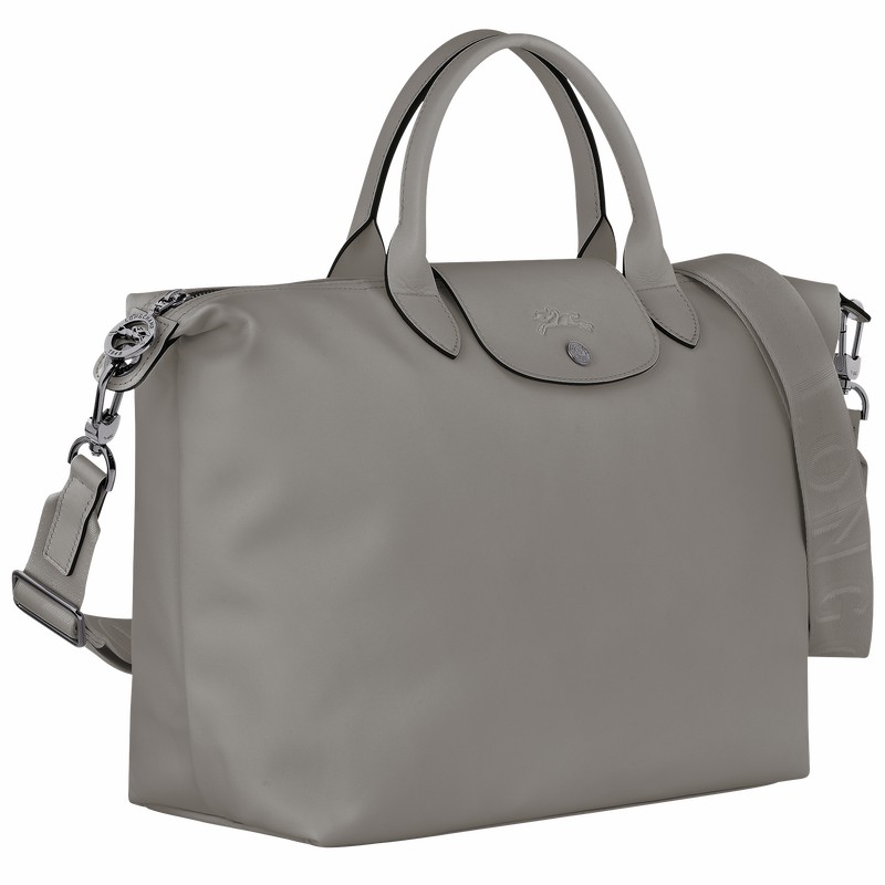 Longchamp Le Pliage Xtra L Handbag - Leather Grey | DFIN45863