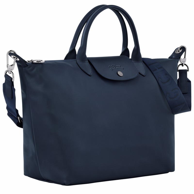 Longchamp Le Pliage Xtra L Handbag - Leather Navy | QECJ86234