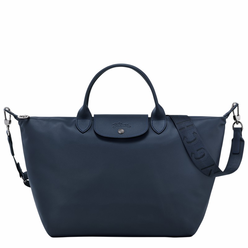 Longchamp Le Pliage Xtra L Handbag - Leather Navy | QECJ86234