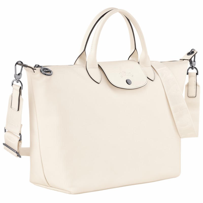 Longchamp Le Pliage Xtra L Handbag - Leather White | OEPU30592