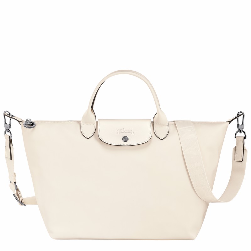 Longchamp Le Pliage Xtra L Handbag - Leather White | OEPU30592