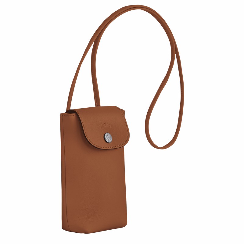 Longchamp Le Pliage Xtra Phone case with leather lace - Leather Brown | QPOM17638