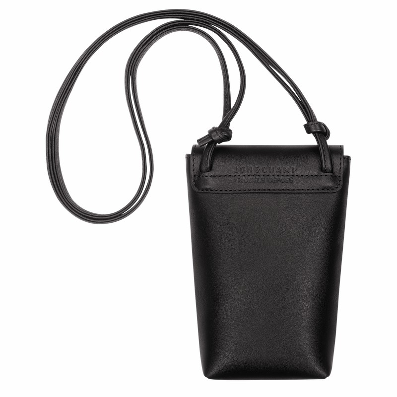 Longchamp Le Pliage Xtra Phone case with leather lace - Leather Black | JQRU18362