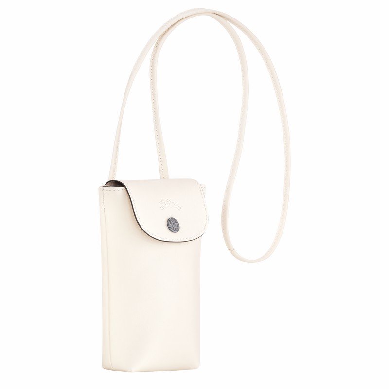 Longchamp Le Pliage Xtra Phone case with leather lace - Leather White | AODL18243