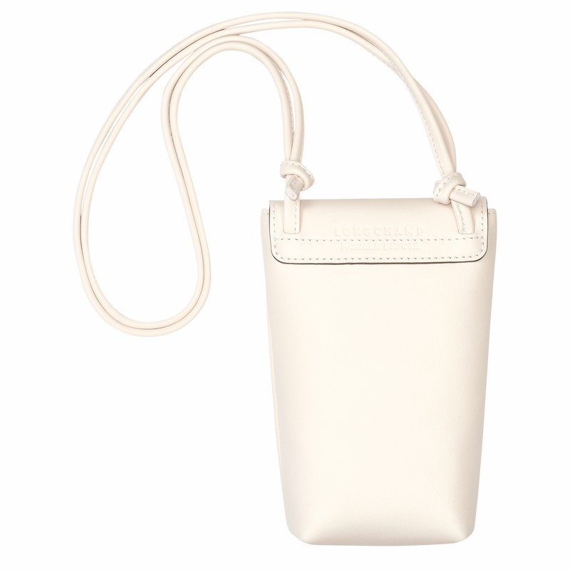 Longchamp Le Pliage Xtra Phone case with leather lace - Leather White | AODL18243