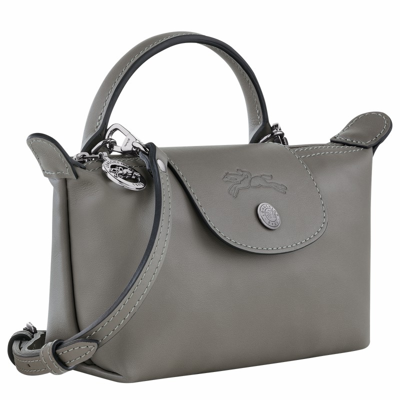 Longchamp Le Pliage Xtra XS Pouch - Leather Grey | OCRN47810