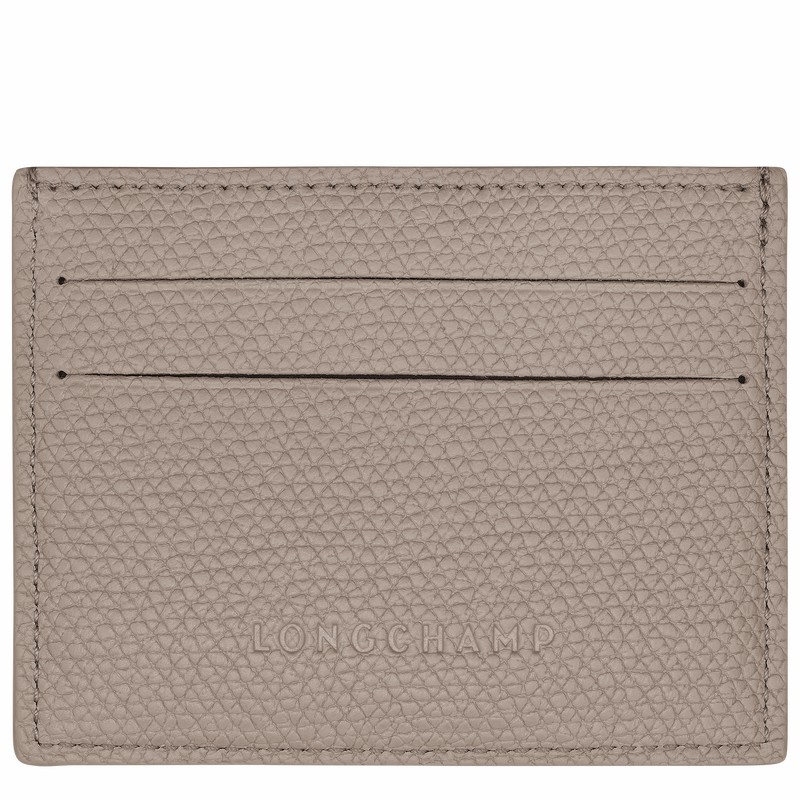 Longchamp Le Roseau Card holder - Leather Grey | WNBD86759