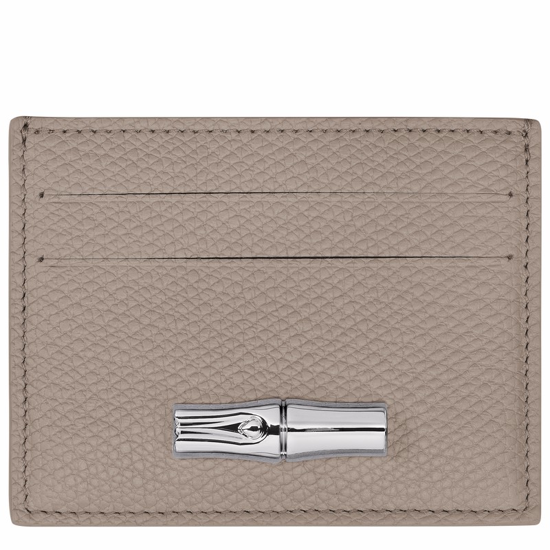 Longchamp Le Roseau Card holder - Leather Grey | WNBD86759