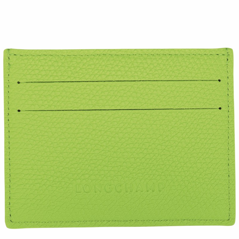 Longchamp Le Roseau Card holder - Leather Green Light | JVSL60715