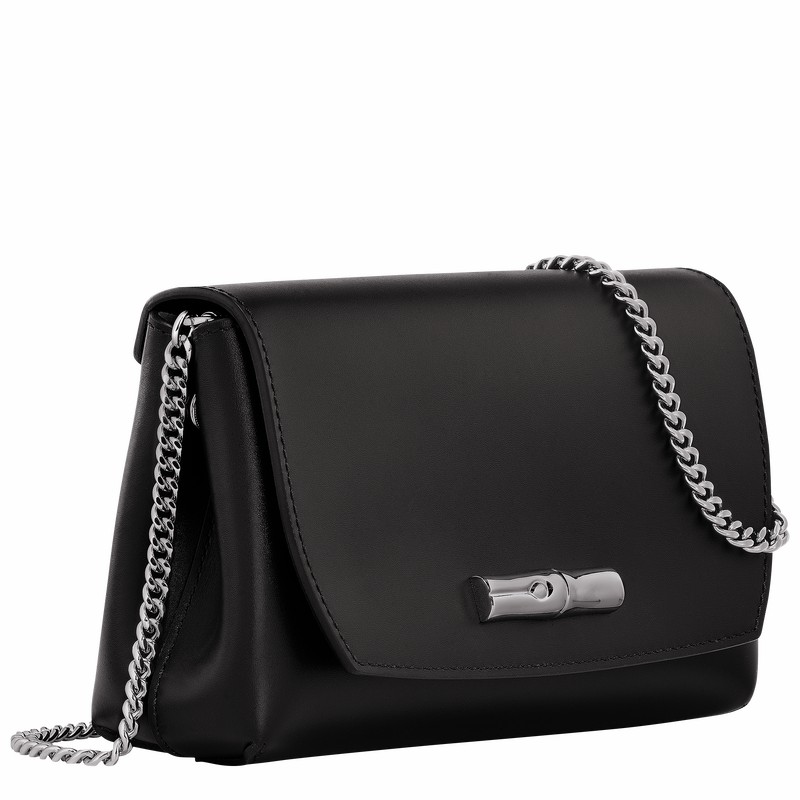 Longchamp Le Roseau Clutch - Leather Black | EIOU18467