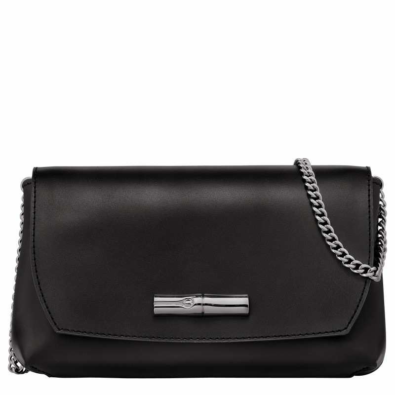 Longchamp Le Roseau Clutch - Leather Black | EIOU18467