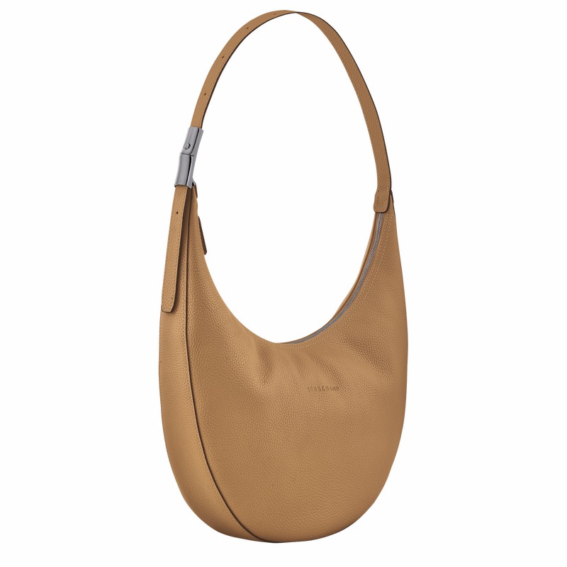 Longchamp Le Roseau Essential L Crossbody bag - Leather Khaki | YFVZ18652