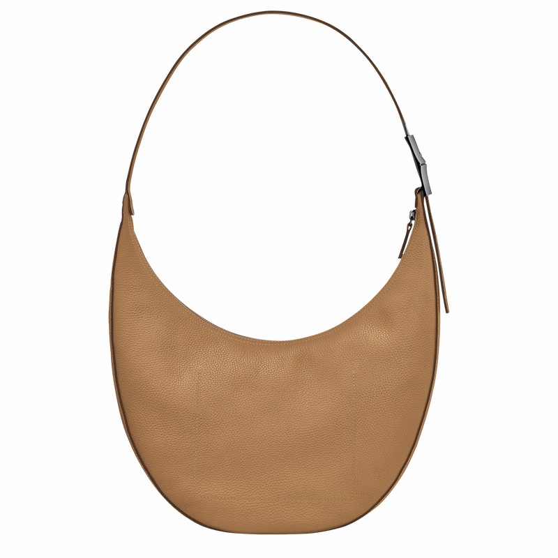 Longchamp Le Roseau Essential L Crossbody bag - Leather Khaki | YFVZ18652