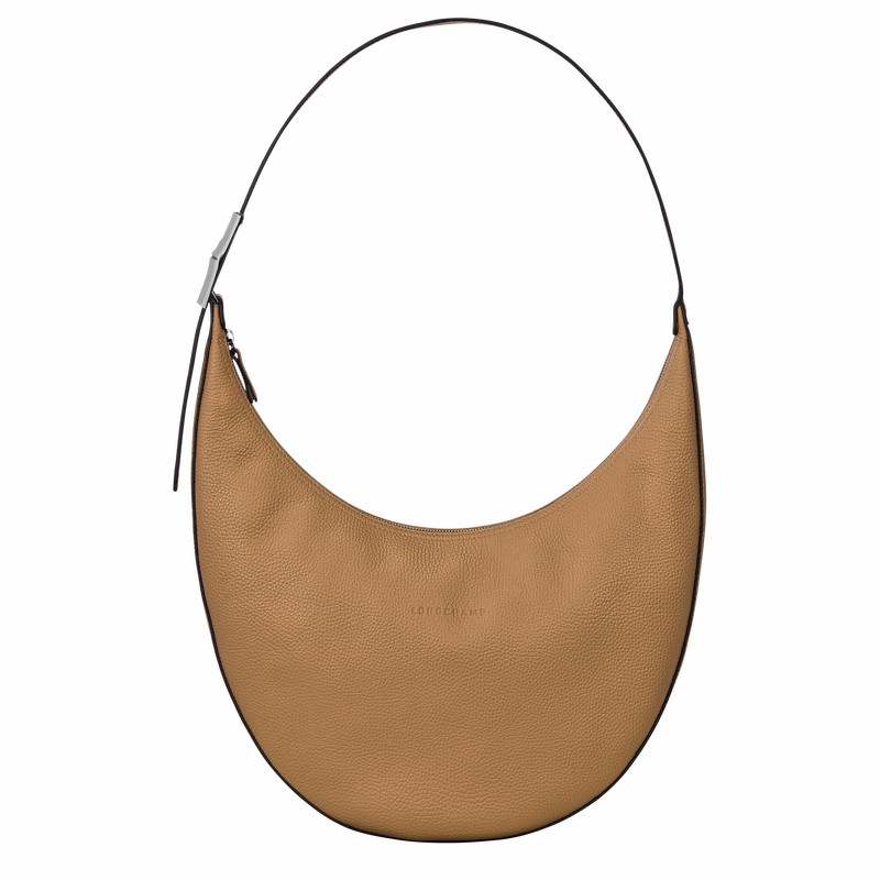 Longchamp Le Roseau Essential L Crossbody bag - Leather Khaki | YFVZ18652