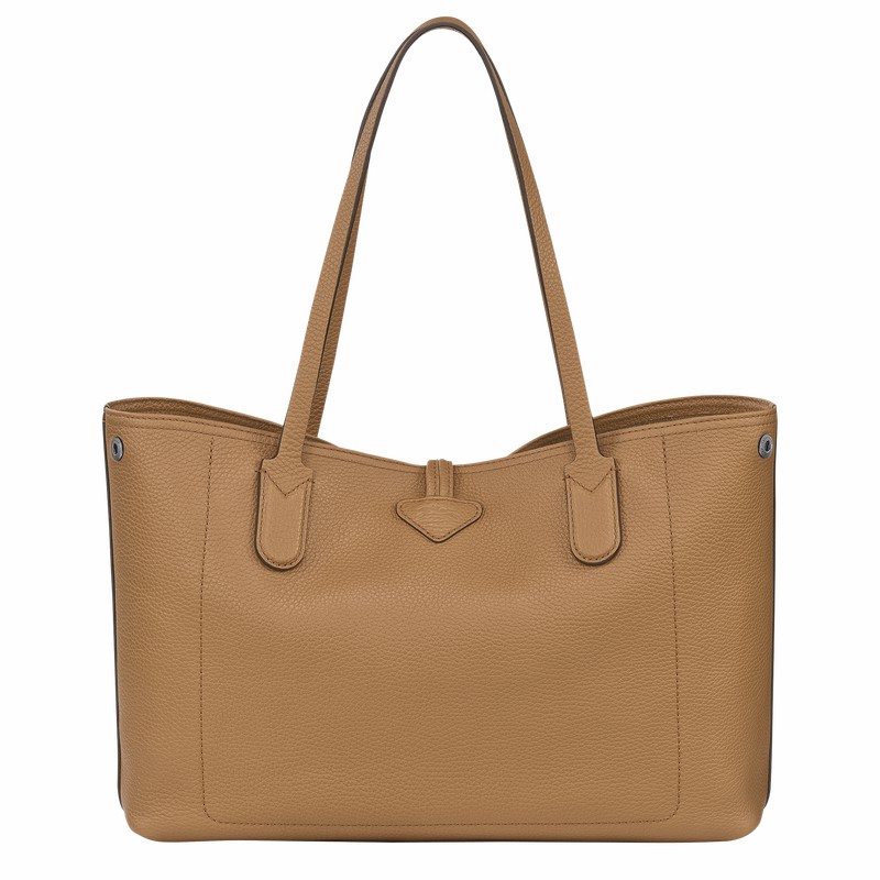 Longchamp Le Roseau Essential L Tote bag - Leather Khaki | OLGQ12459