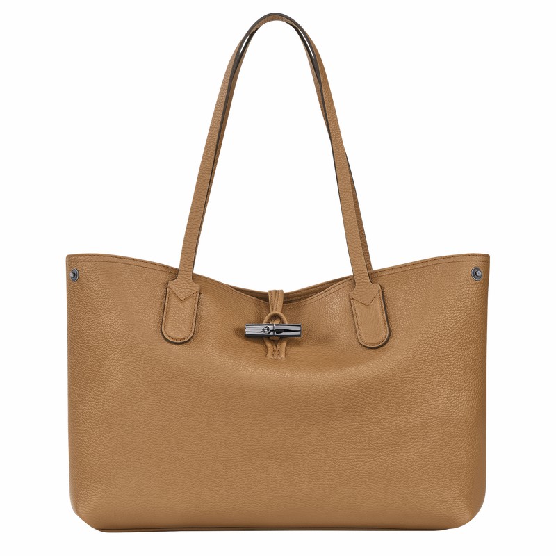 Longchamp Le Roseau Essential L Tote bag - Leather Khaki | OLGQ12459