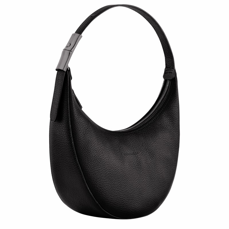 Longchamp Le Roseau Essential M Hobo bag - Leather Black | DZQG53702