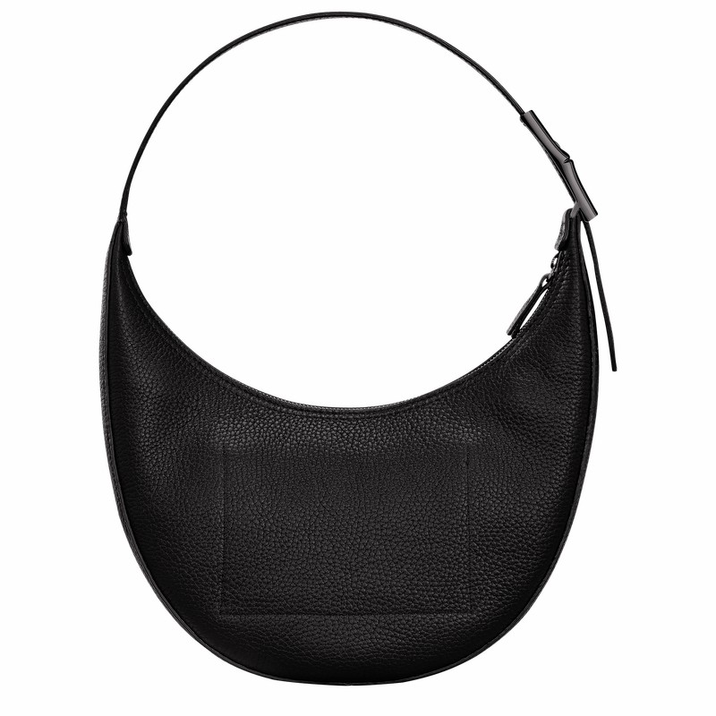 Longchamp Le Roseau Essential M Hobo bag - Leather Black | DZQG53702