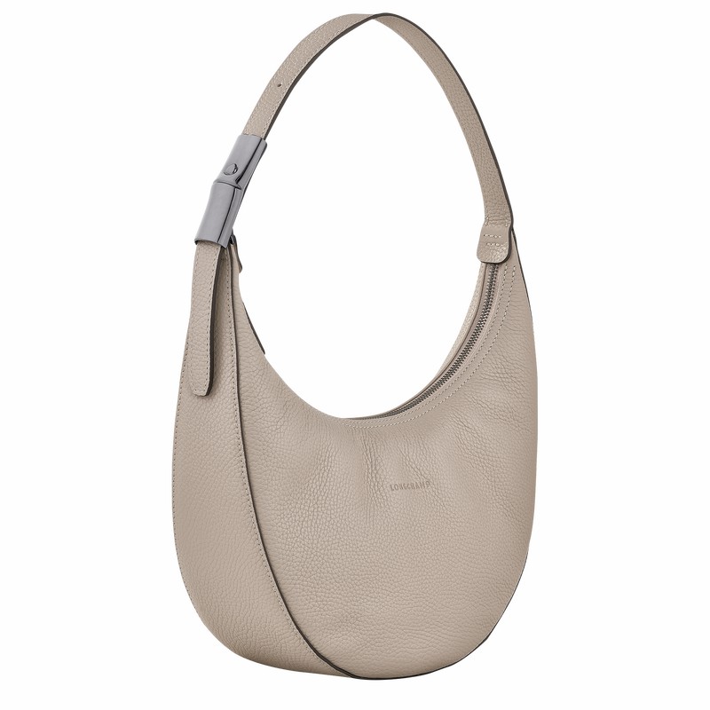 Longchamp Le Roseau Essential M Hobo bag - Leather Grey | UMRA61238