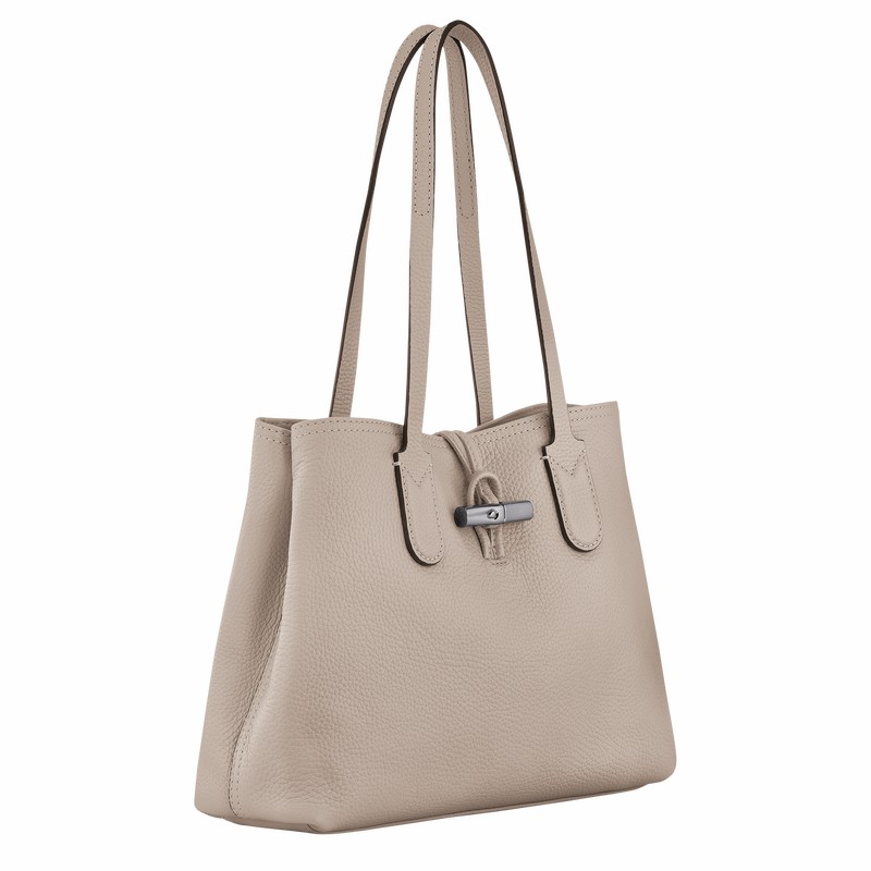 Longchamp Le Roseau Essential M Tote bag - Leather Grey | JWHK37854