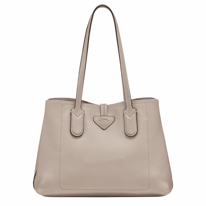 Longchamp Le Roseau Essential M Tote bag - Leather Grey | JWHK37854