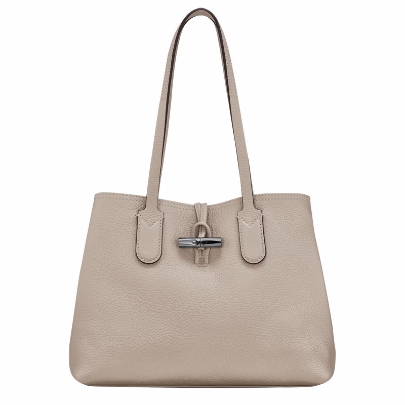 Longchamp Le Roseau Essential M Tote bag - Leather Grey | JWHK37854